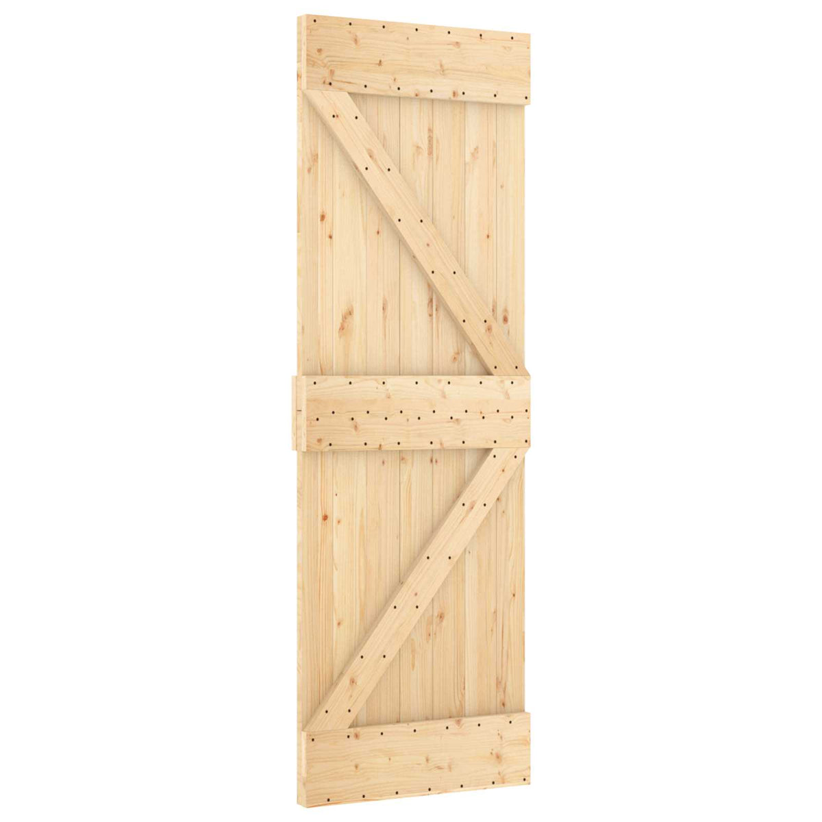 Sliding Door Natural and Black 70 x 210 cm Solid Pine Wood