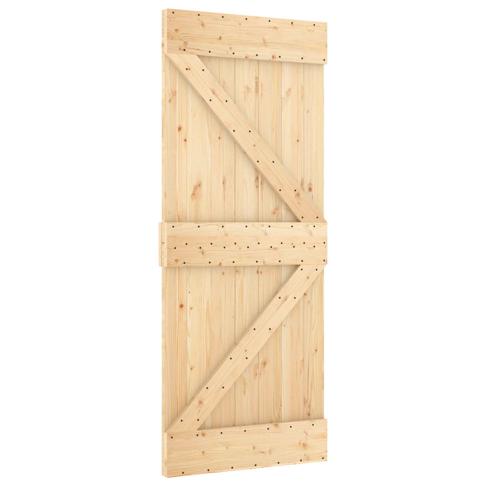Sliding Door Natural and Black 85 x 210 cm Solid Pine Wood
