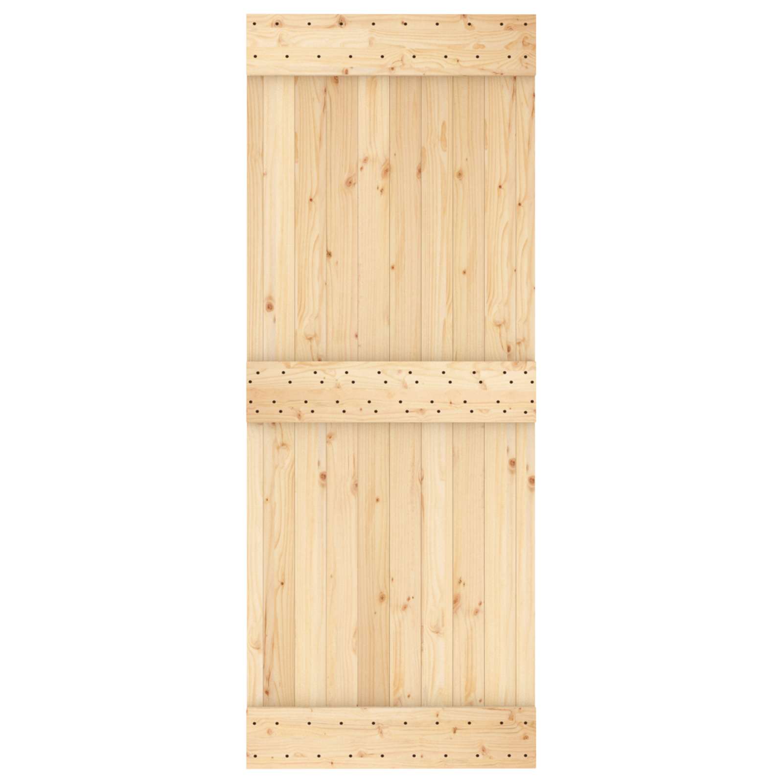 Sliding Door Natural and Black 80 x 210 cm Solid Pine Wood