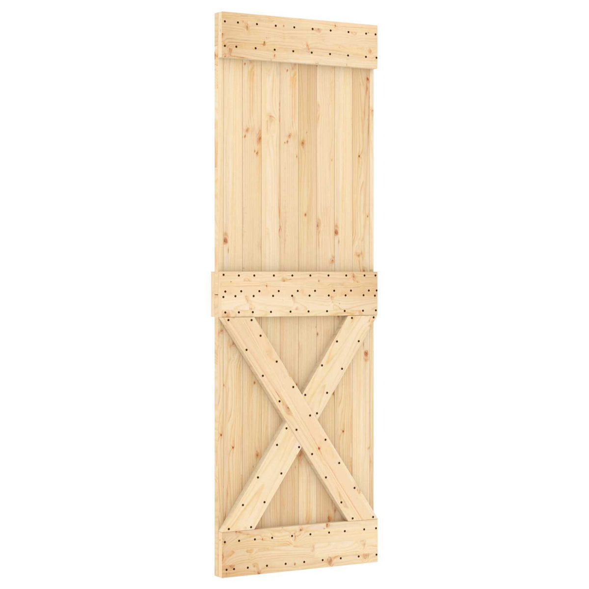 Sliding Door Natural and Black 70 x 210 cm Solid Pine Wood