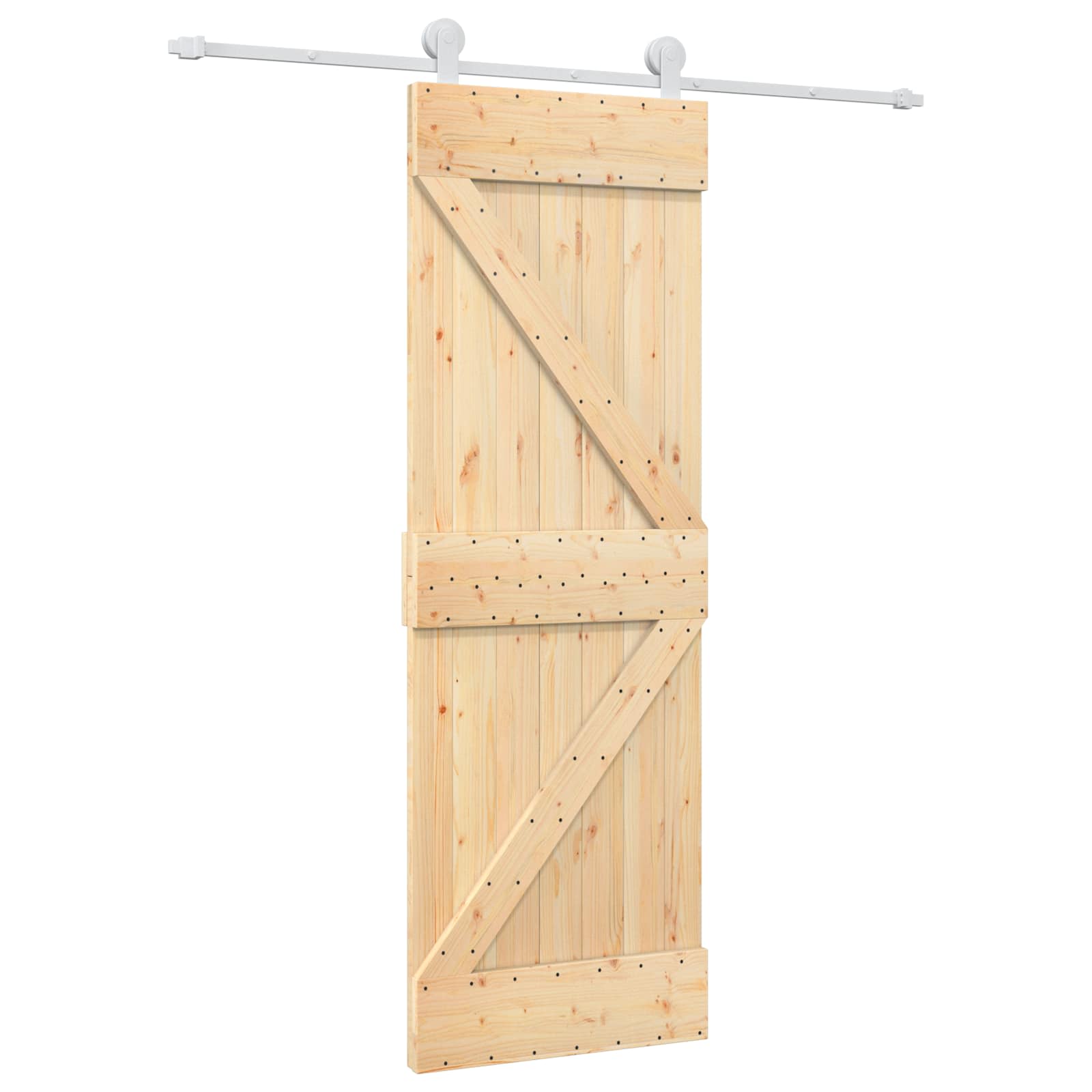 Sliding Door Natural and White 70 x 210 cm Solid Pine Wood