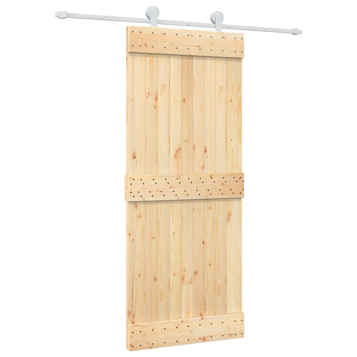 Sliding Door Natural and White 85 x 210 cm Solid Pine Wood