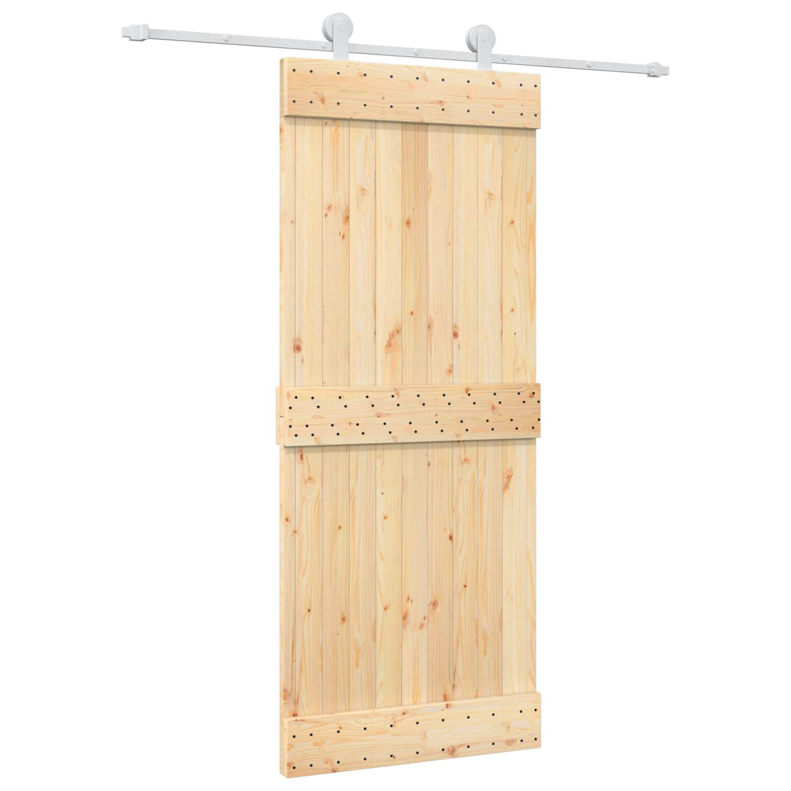Sliding Door Natural and White 85 x 210 cm Solid Pine Wood