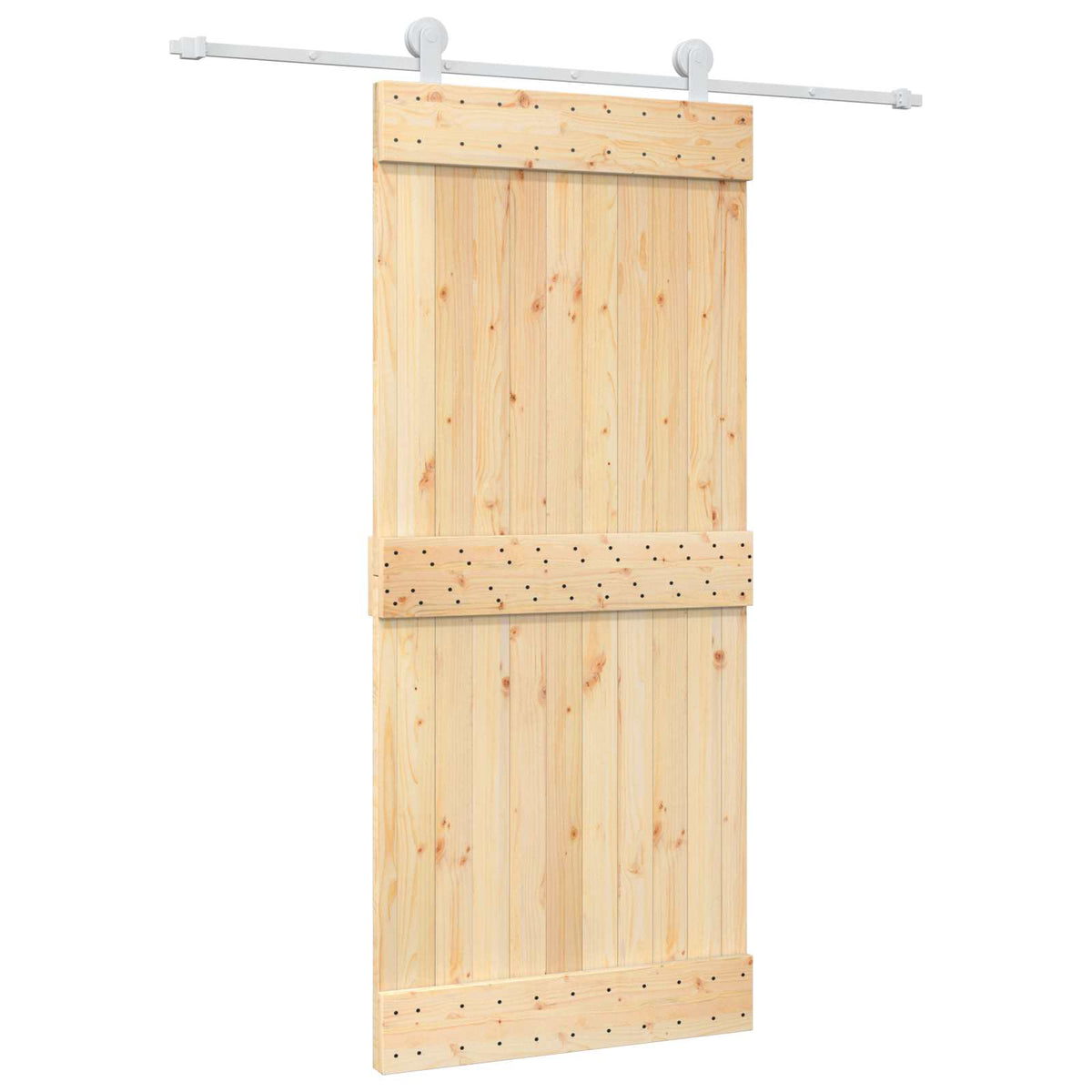 Sliding Door Natural and White 90 x 210 cm Solid Pine Wood