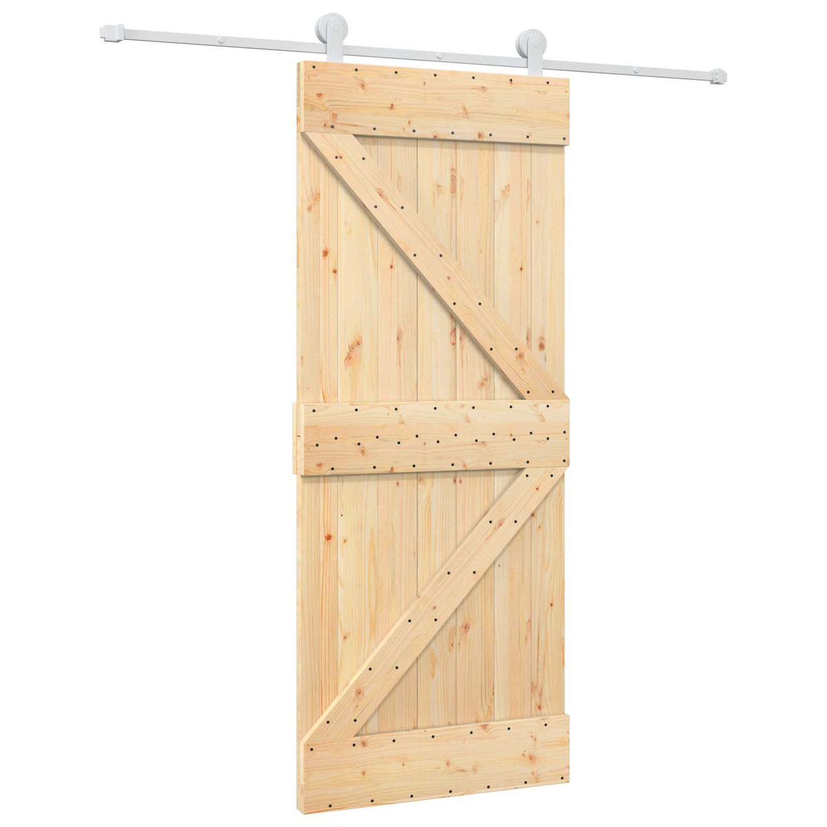 Sliding Door Natural and White 85 x 210 cm Solid Pine Wood