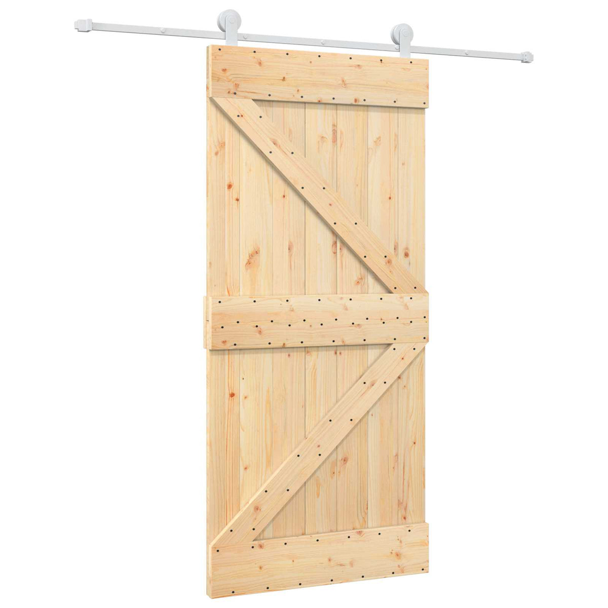 Sliding Door Natural and White 95 x 210 cm Solid Pine Wood