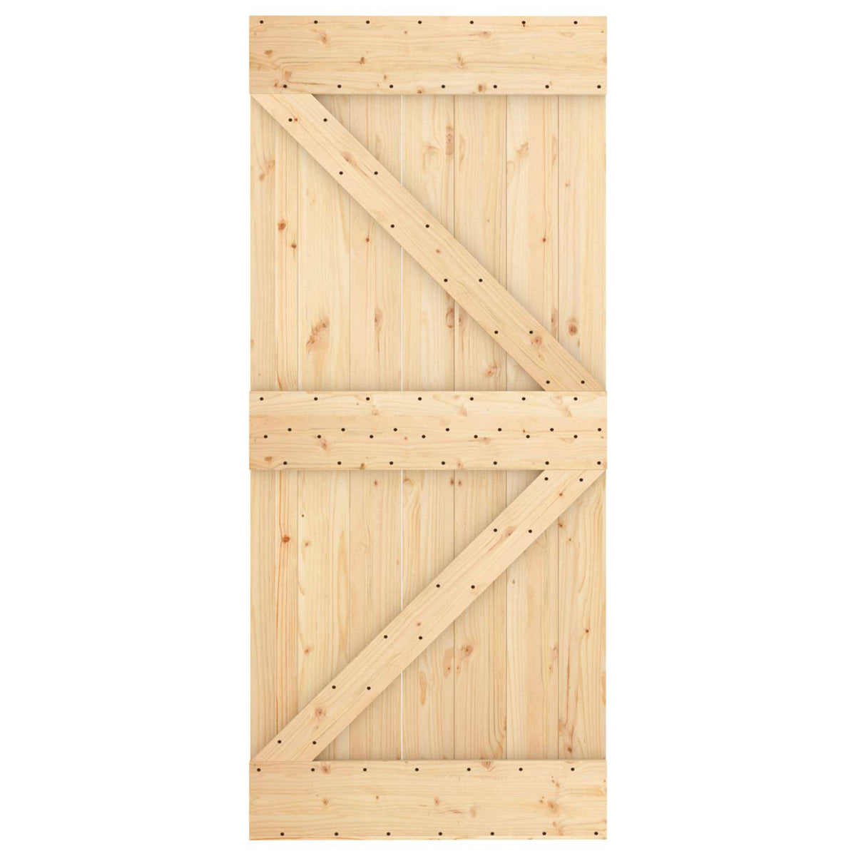 Sliding Door Natural and White 90 x 210 cm Solid Pine Wood