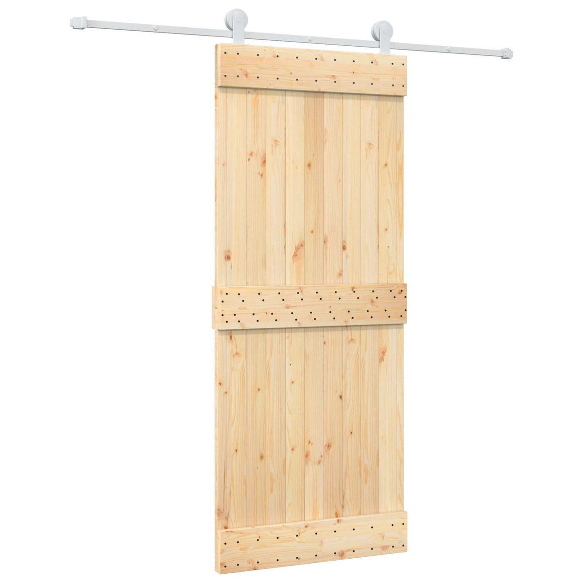 Sliding Door Natural and White 85 x 210 cm Solid Pine Wood