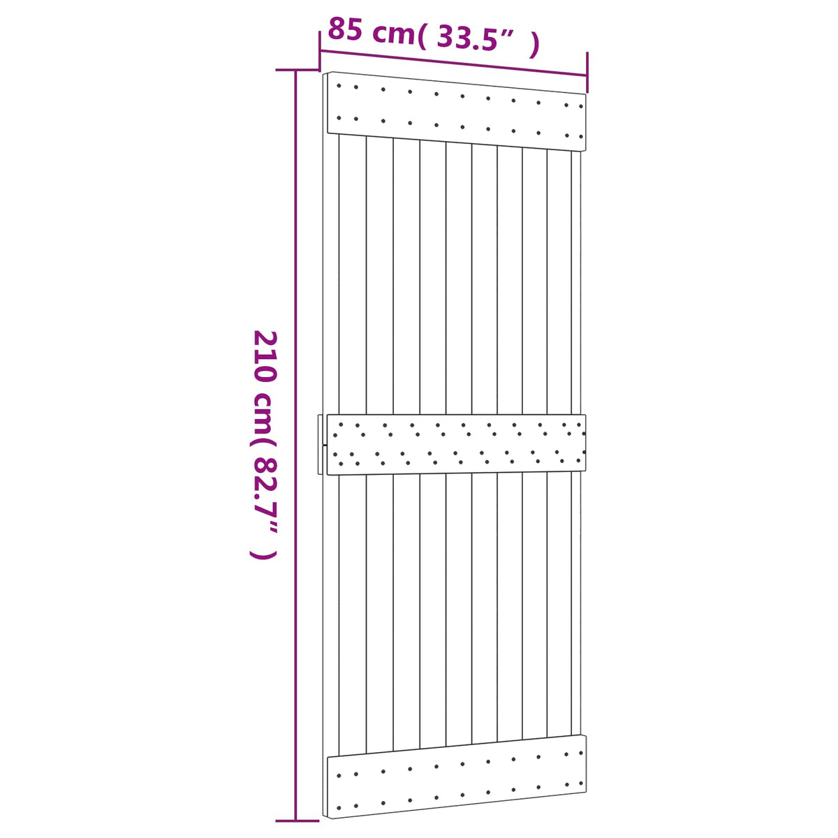 Sliding Door Natural and White 85 x 210 cm Solid Pine Wood