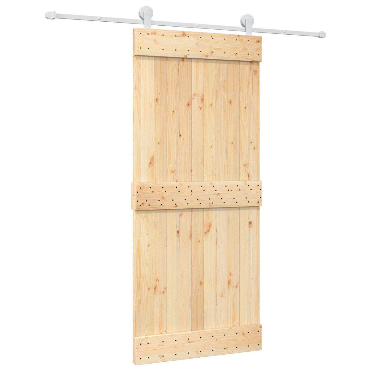 Sliding Door Natural and White 90 x 210 cm Solid Pine Wood