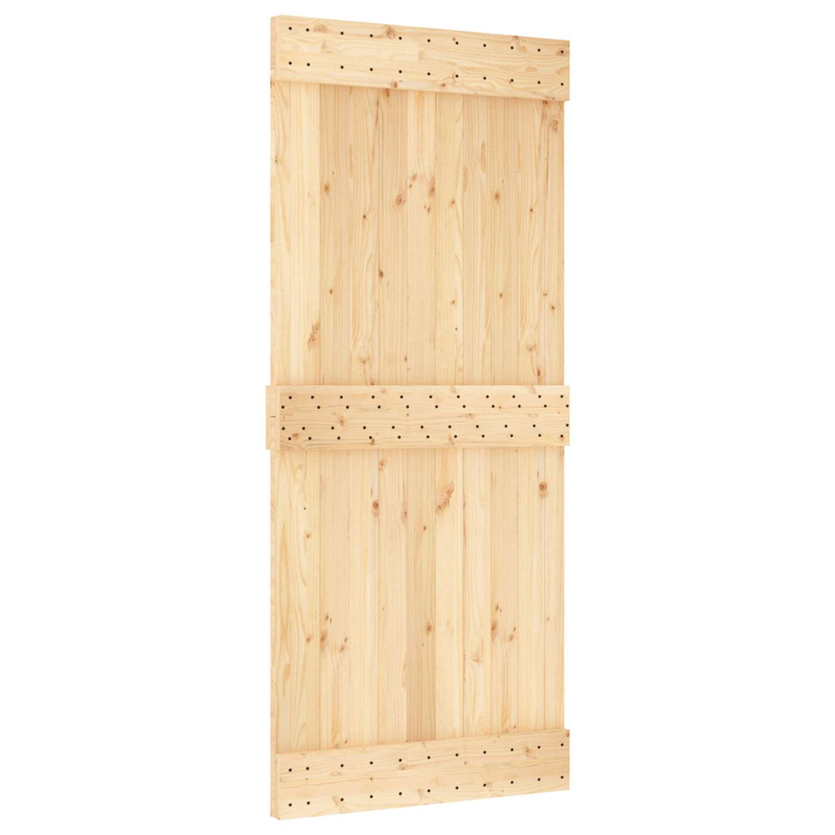 Sliding Door Natural and White 90 x 210 cm Solid Pine Wood