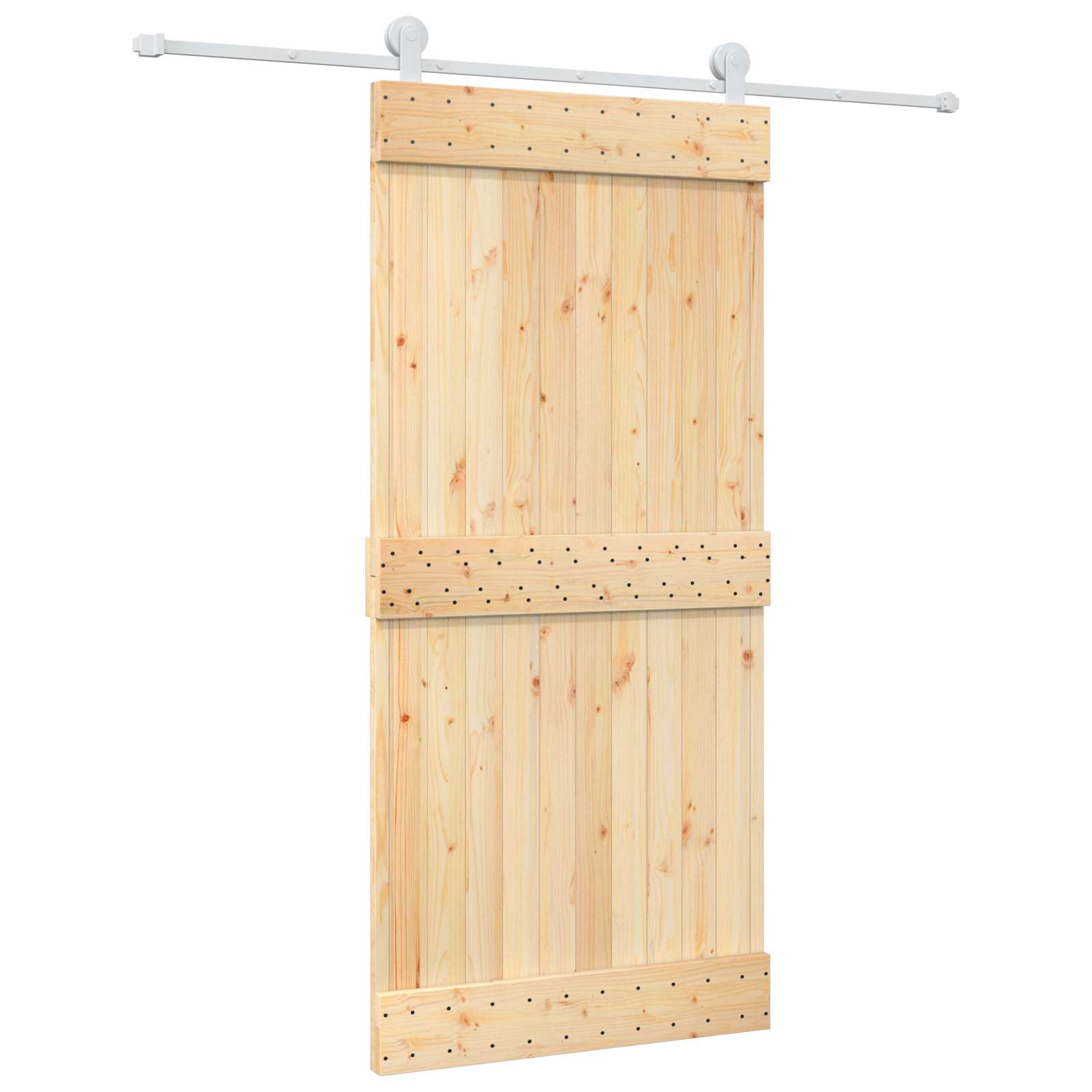 Sliding Door Natural and White 95 x 210 cm Solid Pine Wood