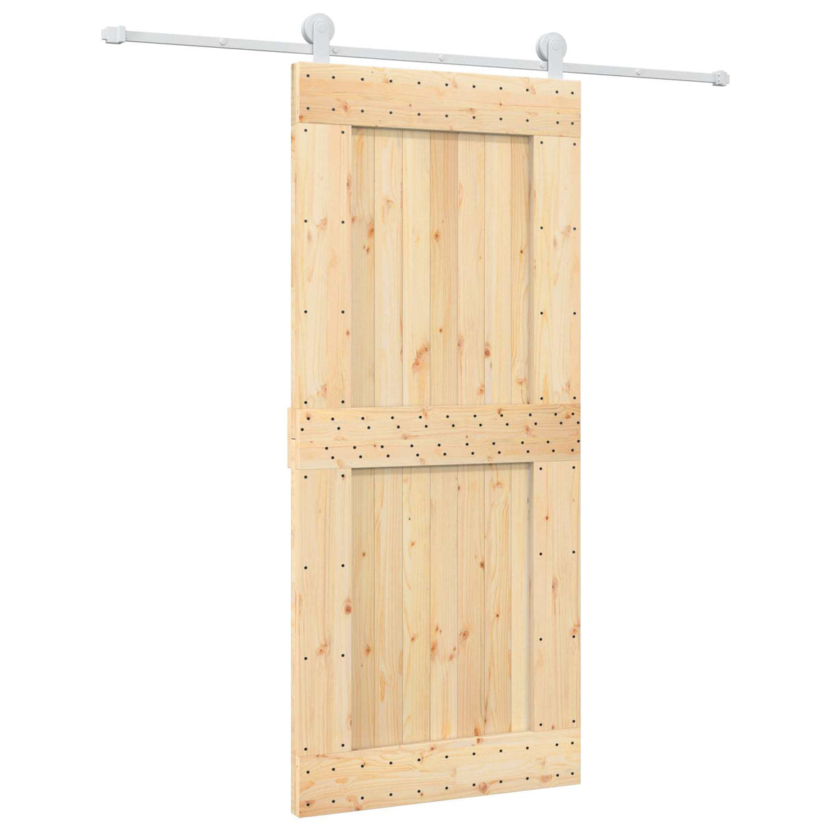 Sliding Door Natural and White 90 x 210 cm Solid Pine Wood