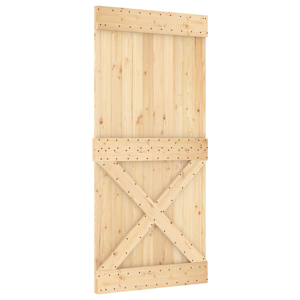 Sliding Door Natural and White 95 x 210 cm Solid Pine Wood