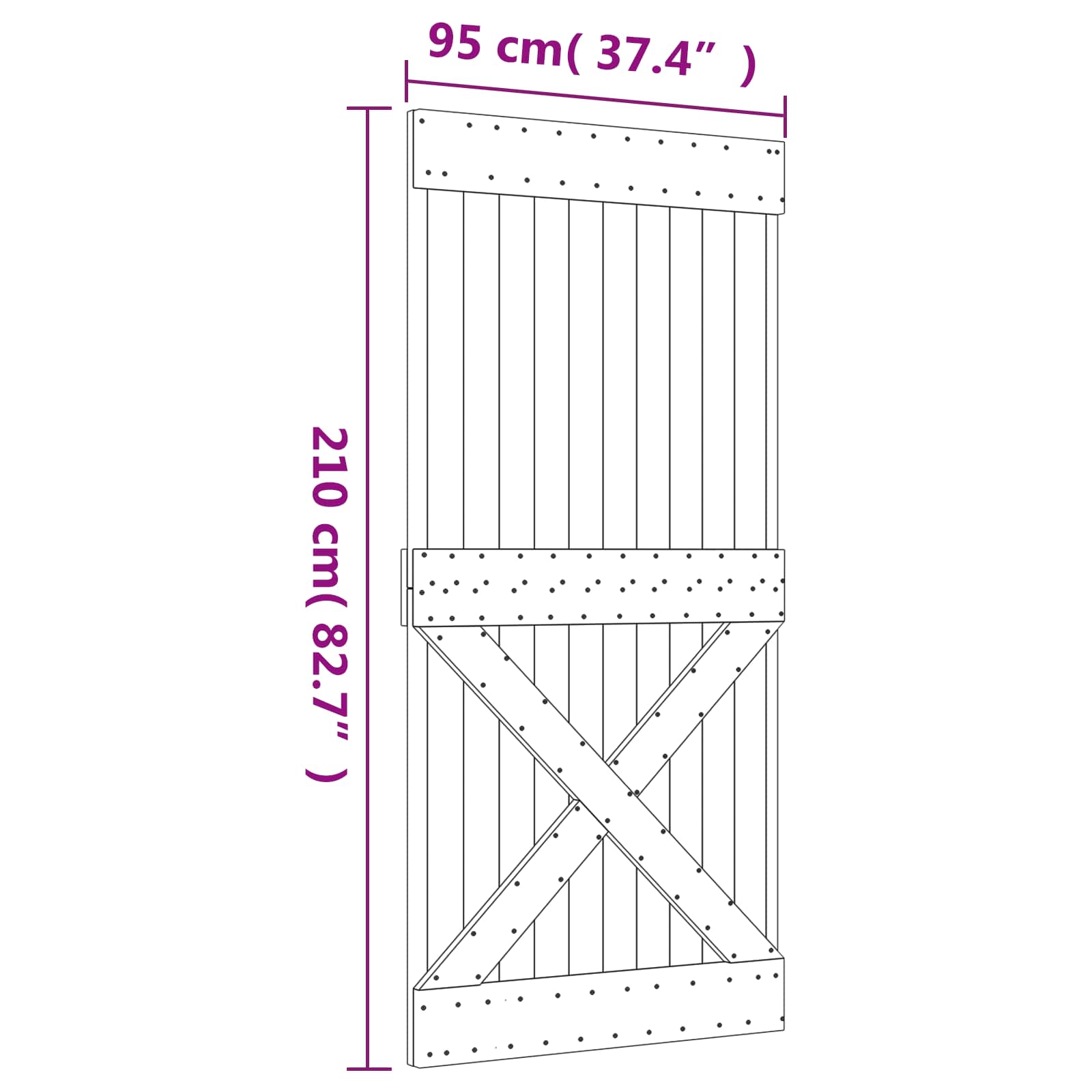 Sliding Door Natural and White 95 x 210 cm Solid Pine Wood