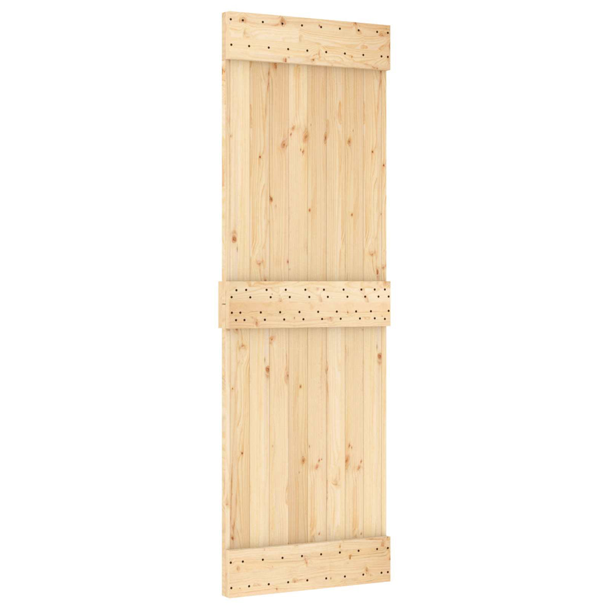 Sliding Door Natural and Black 70 x 210 cm Solid Pine Wood