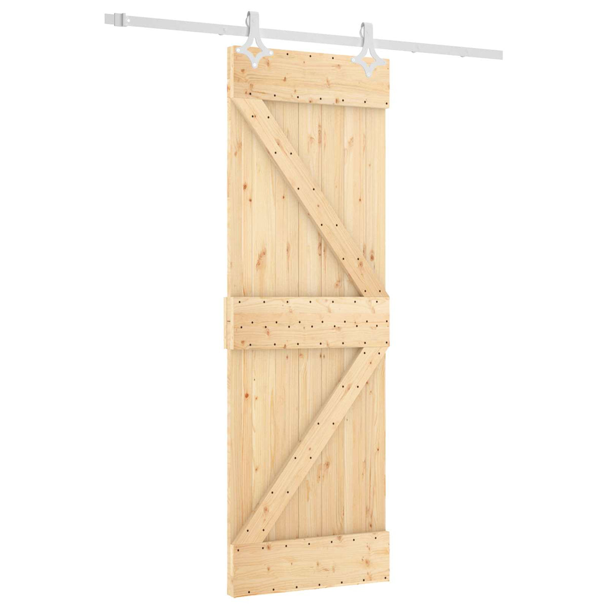 Sliding Door Natural and White 70 x 210 cm Solid Pine Wood