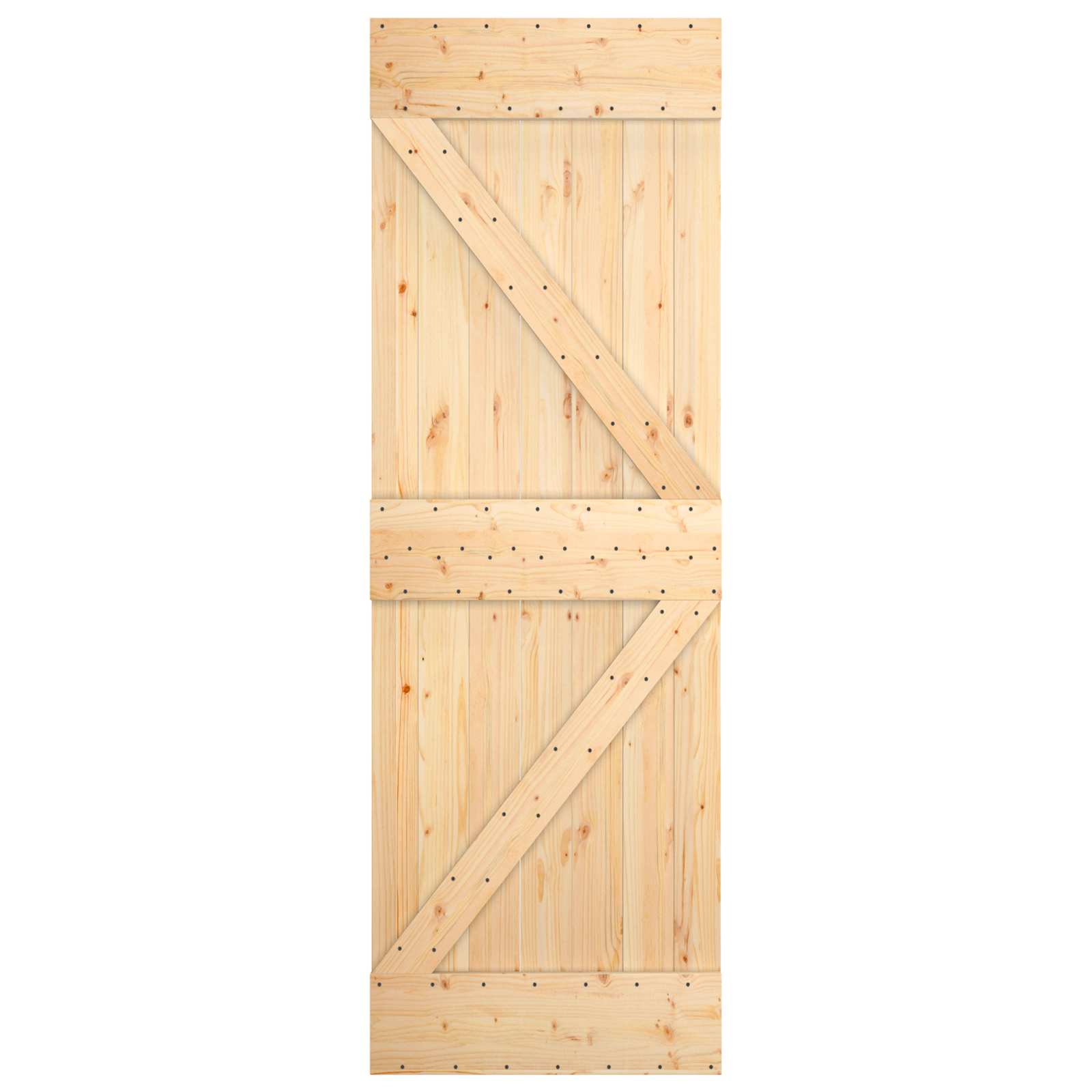 Sliding Door Natural and White 70 x 210 cm Solid Pine Wood