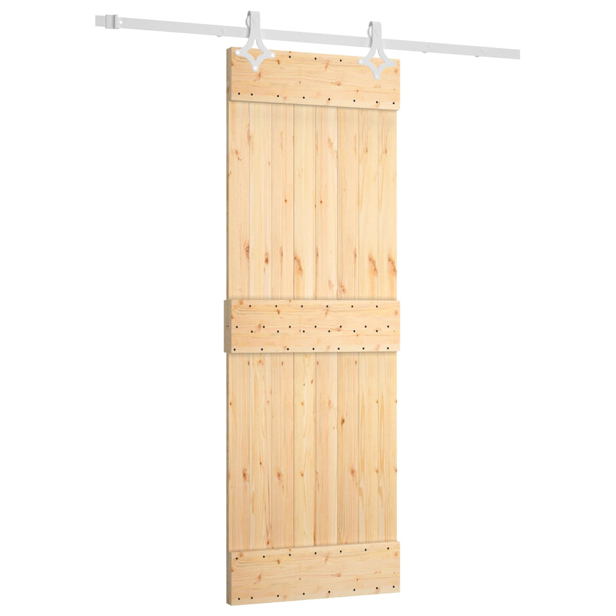 Sliding Door Natural and White 70 x 210 cm Solid Pine Wood