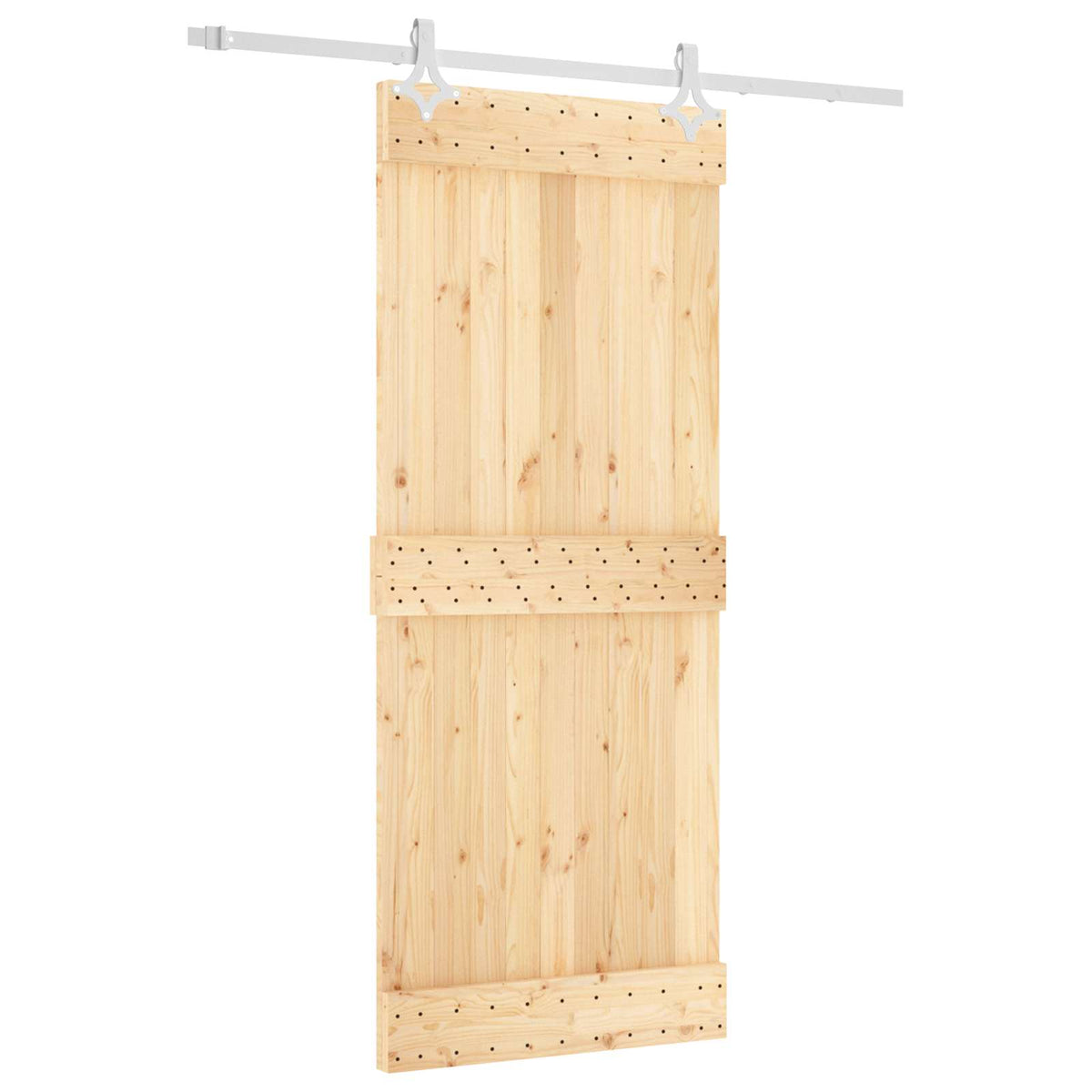 Sliding Door Natural and White 85 x 210 cm Solid Pine Wood