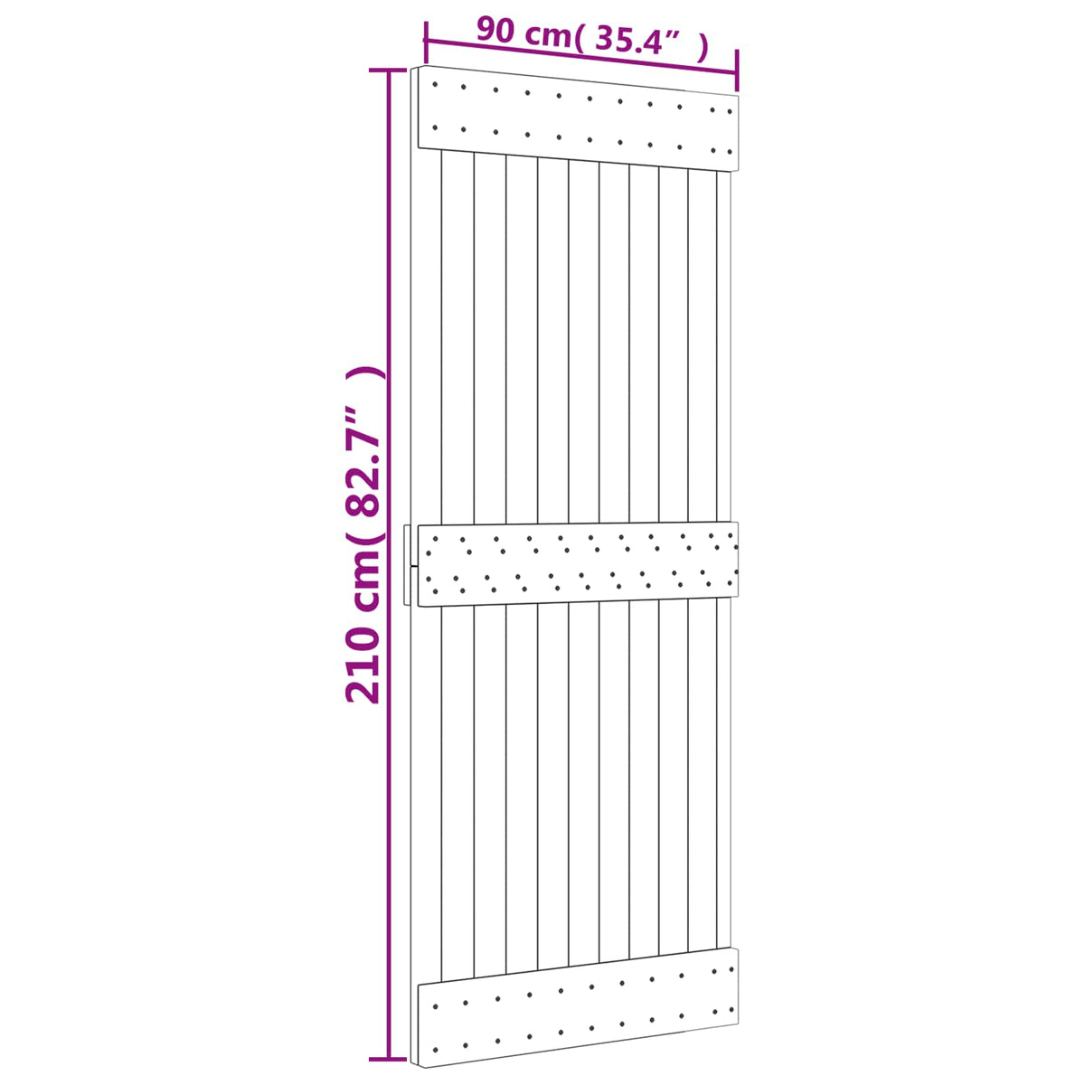 Sliding Door Natural and White 90 x 210 cm Solid Pine Wood