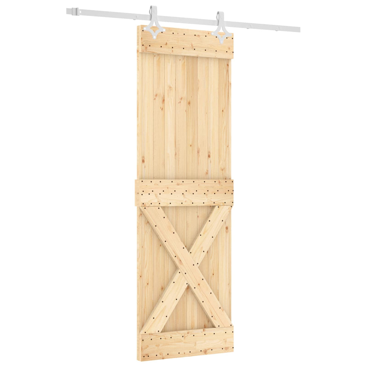 Sliding Door Natural and White 70 x 210 cm Solid Pine Wood