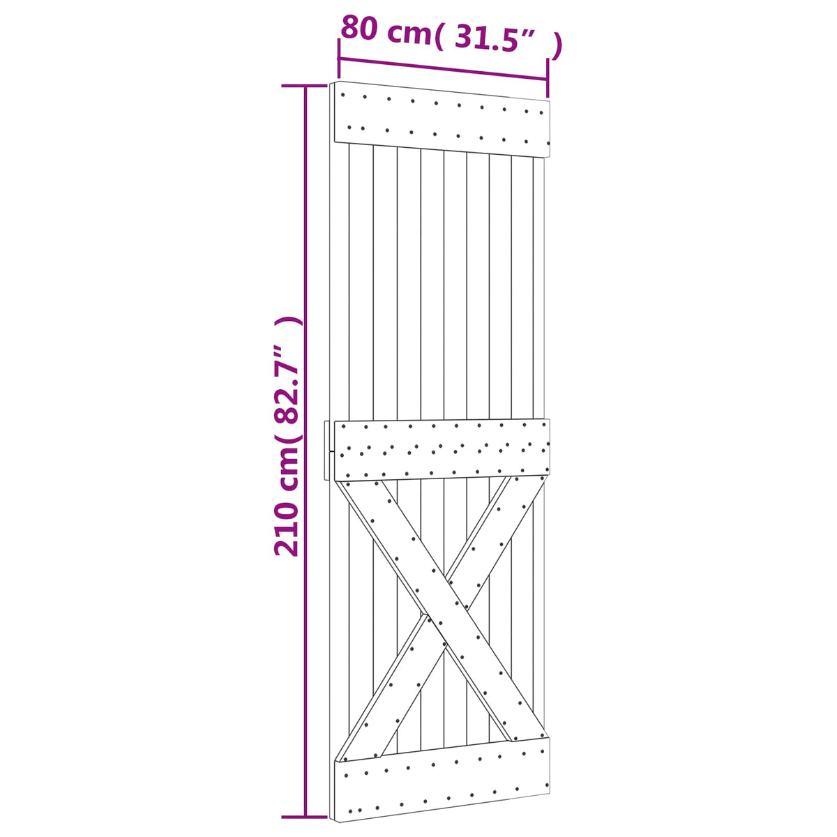 Sliding Door Natural and White 80 x 210 cm Solid Pine Wood