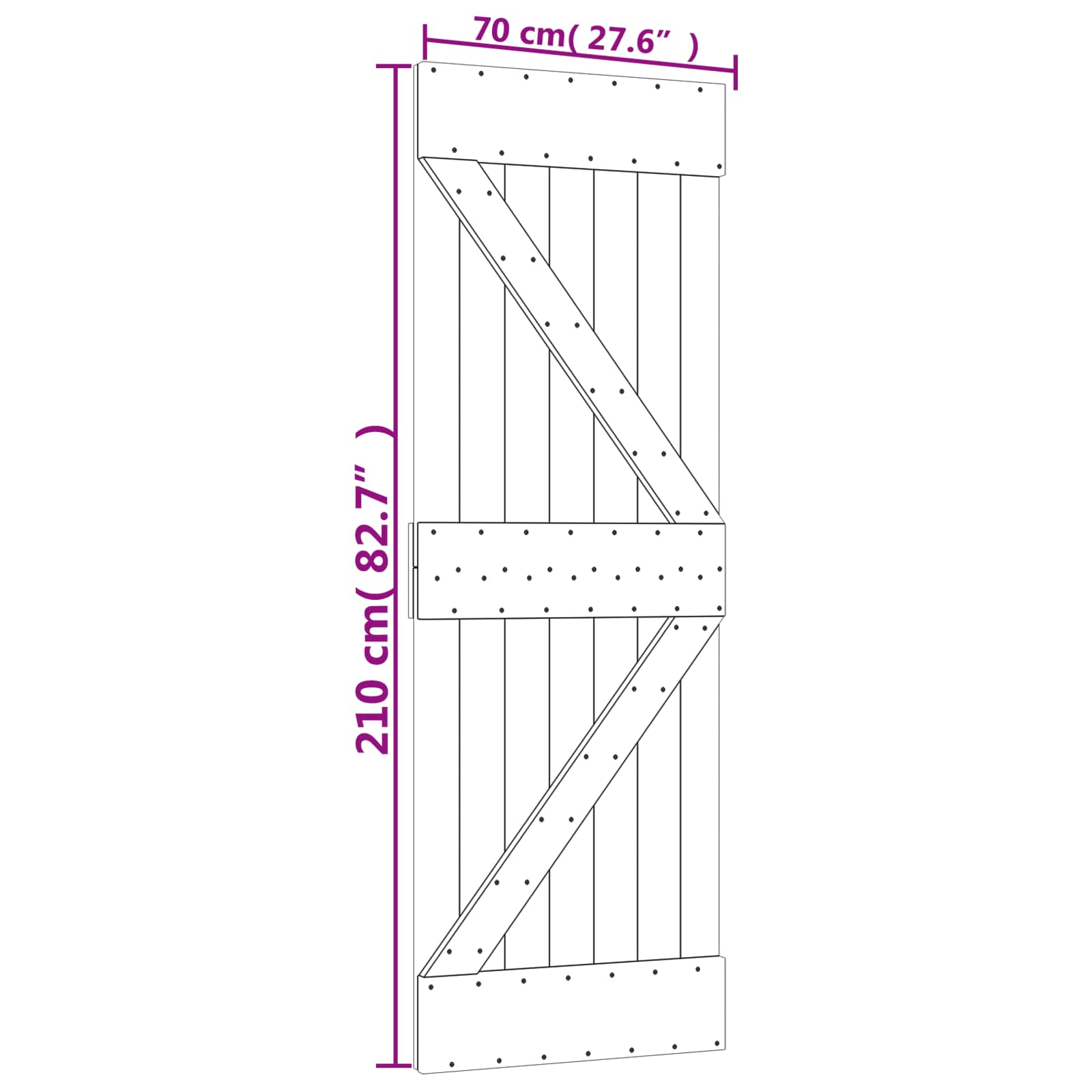 Sliding Door Natural and White 70 x 210 cm Solid Pine Wood