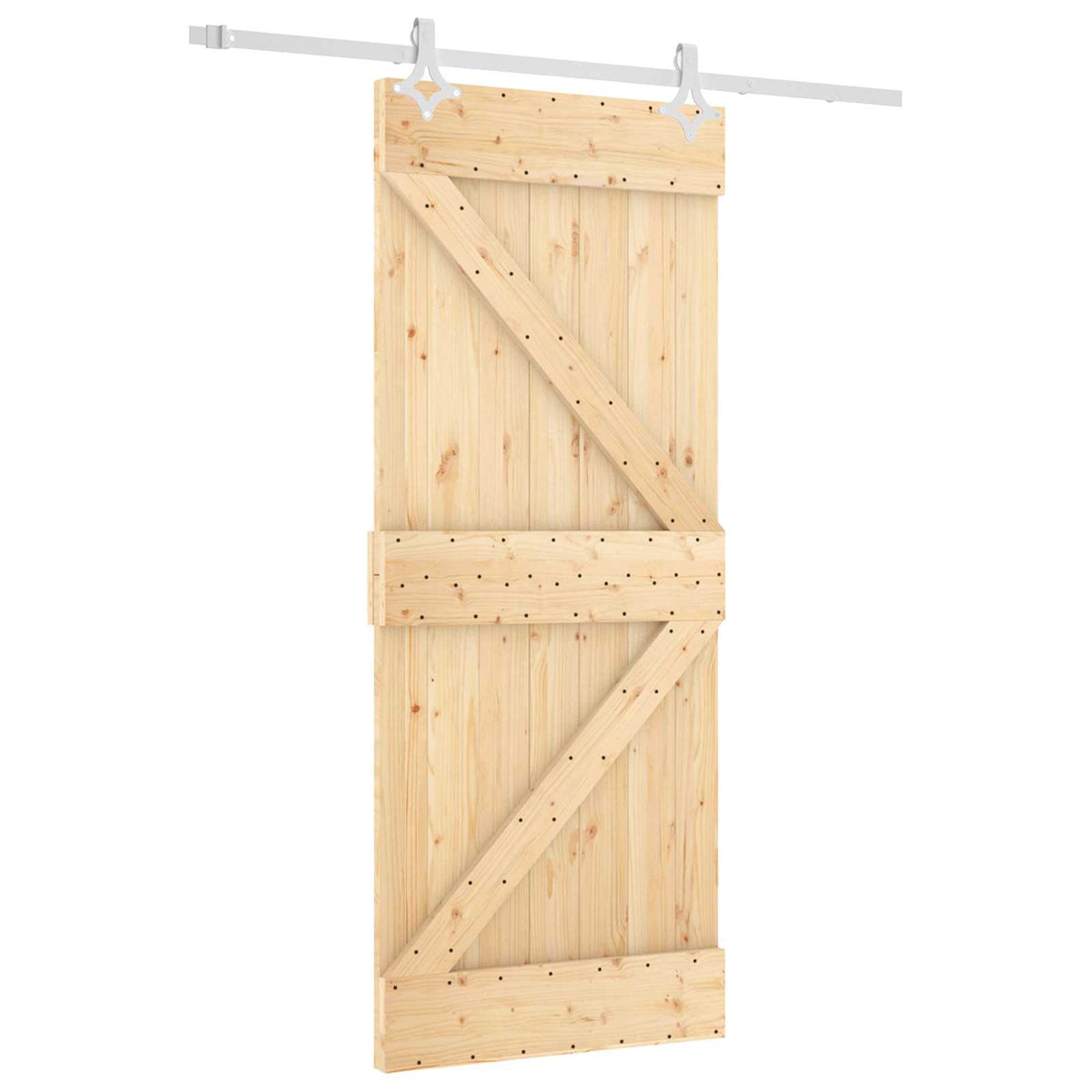 Sliding Door Natural and White 85 x 210 cm Solid Pine Wood