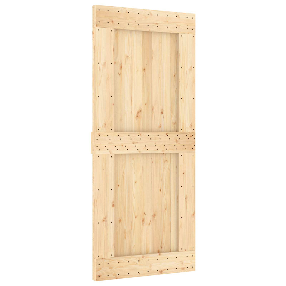 Sliding Door Natural and Black 90 x 210 cm Solid Pine Wood