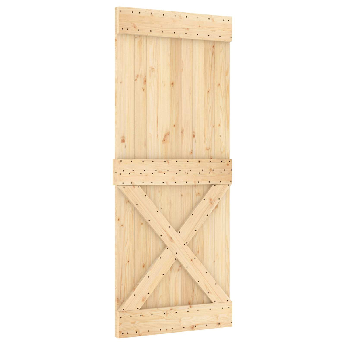 Sliding Door Natural and Black 80 x 210 cm Solid Pine Wood