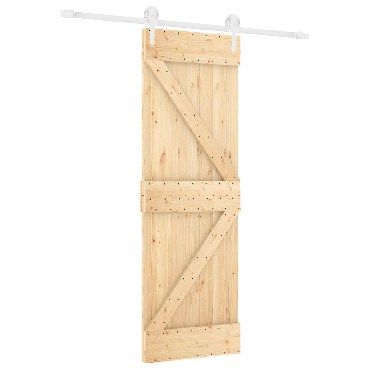 Sliding Door Natural and White 70 x 210 cm Solid Pine Wood