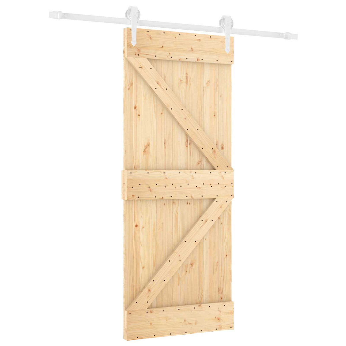 Sliding Door Natural and White 85 x 210 cm Solid Pine Wood