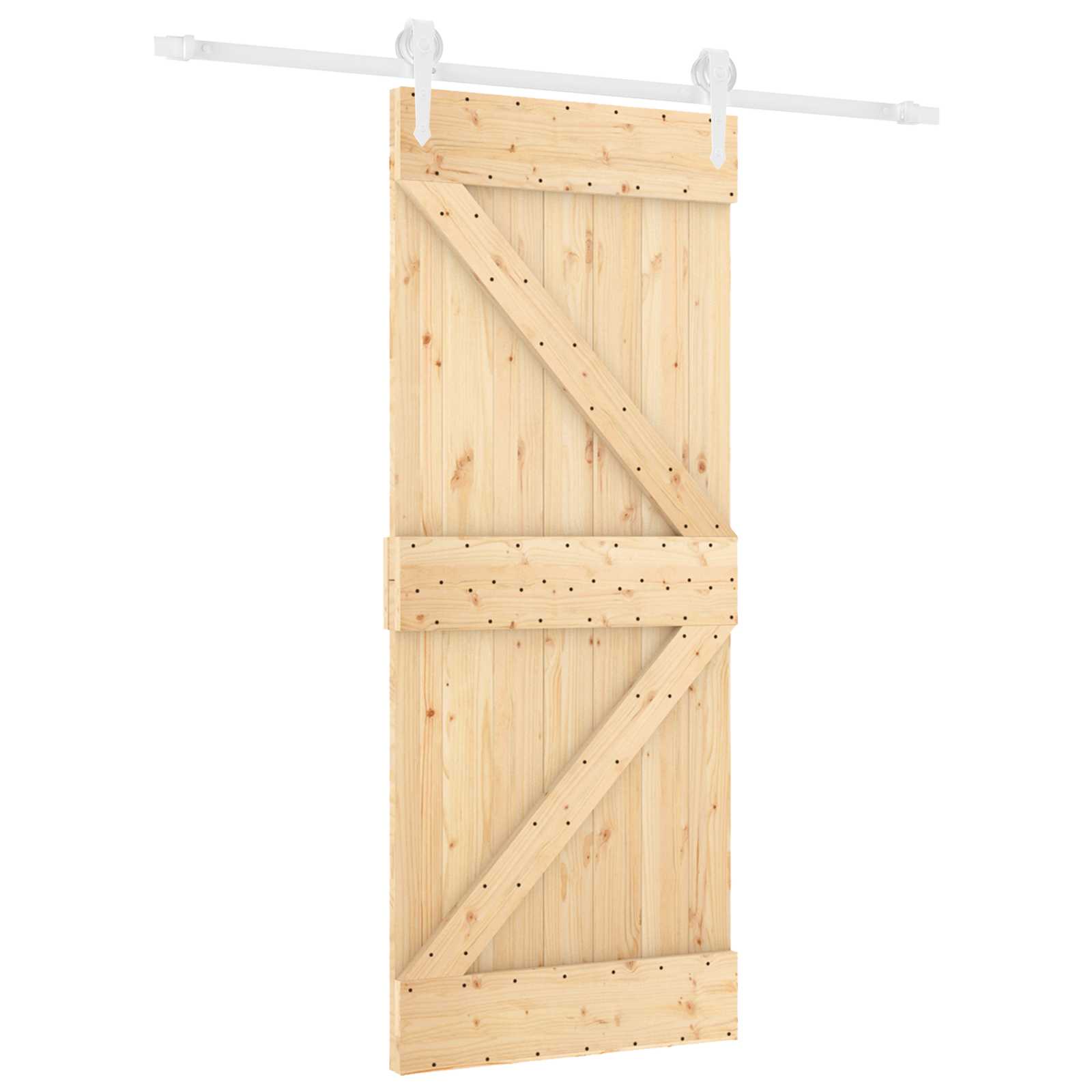 Sliding Door Natural and White 85 x 210 cm Solid Pine Wood