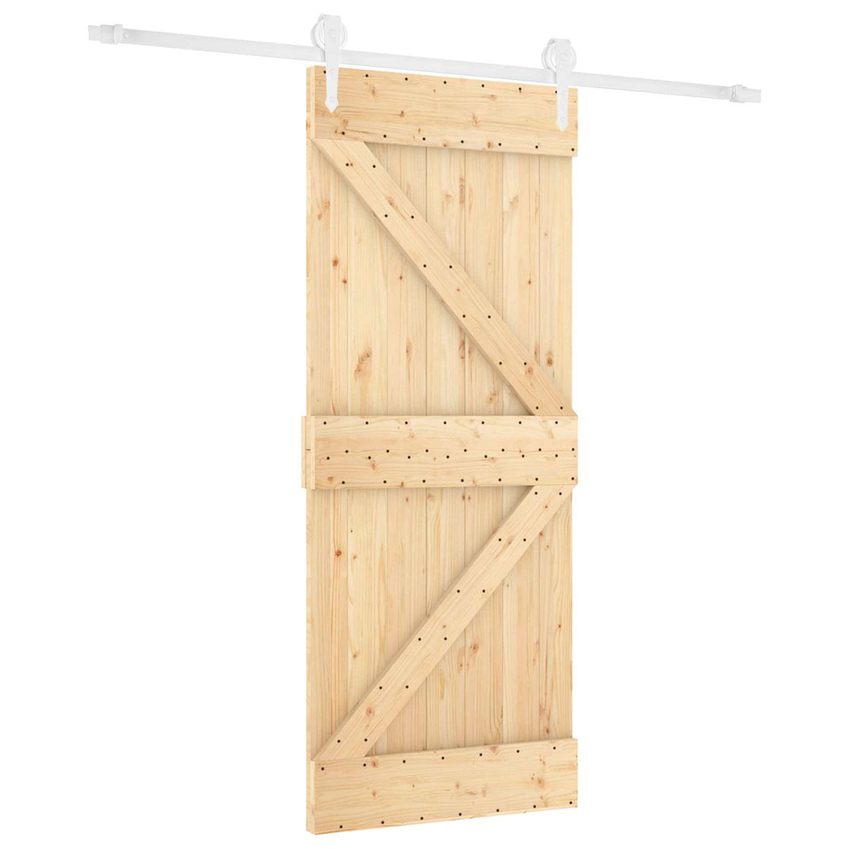 Sliding Door Natural and White 80 x 210 cm Solid Pine Wood