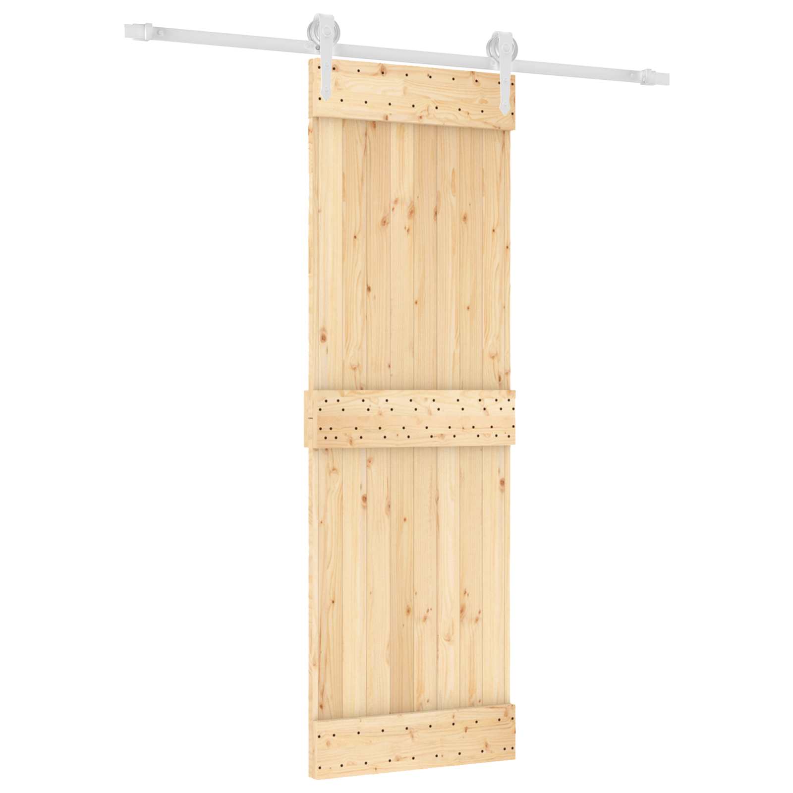 Sliding Door Natural and White 70 x 210 cm Solid Pine Wood