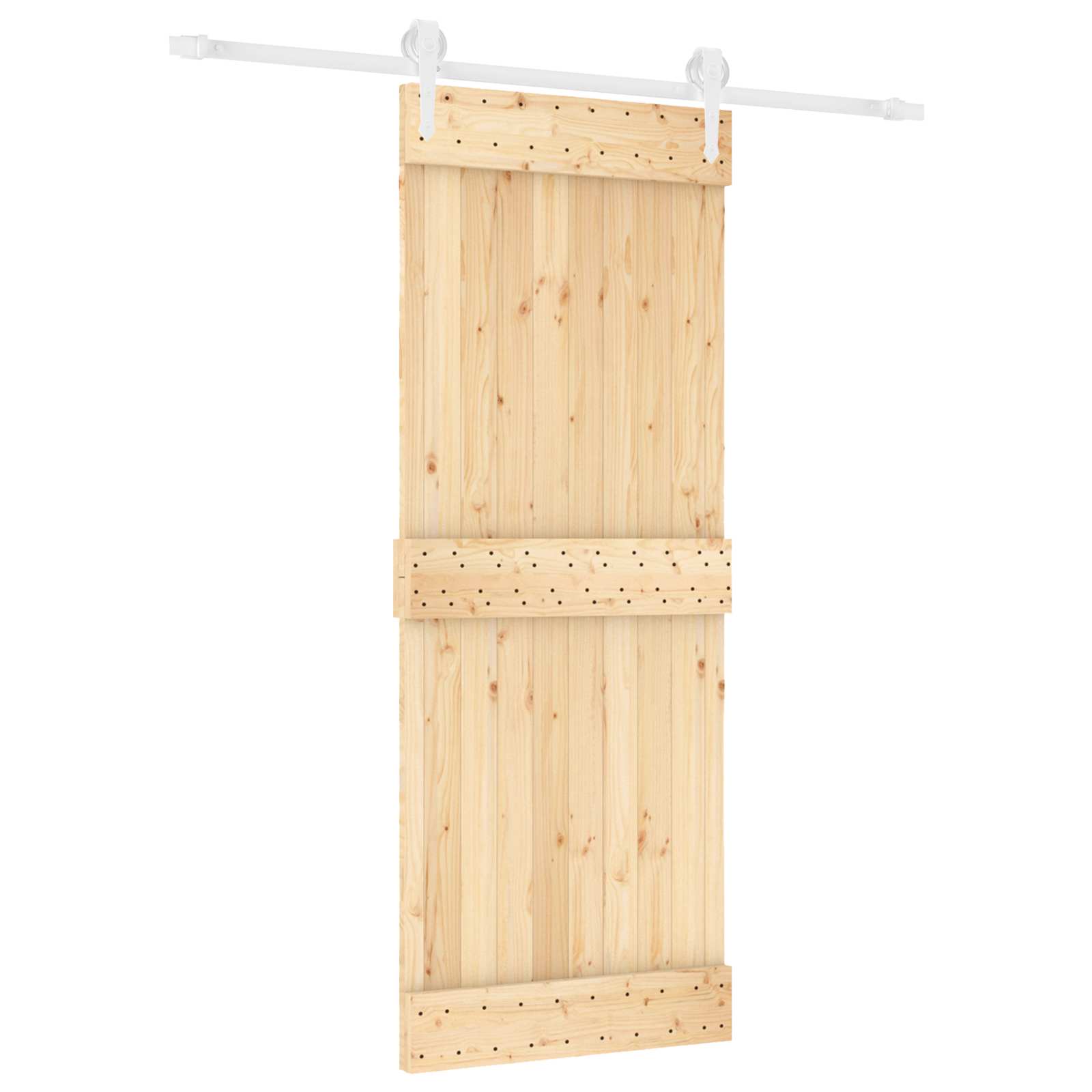 Sliding Door Natural and White 80 x 210 cm Solid Pine Wood