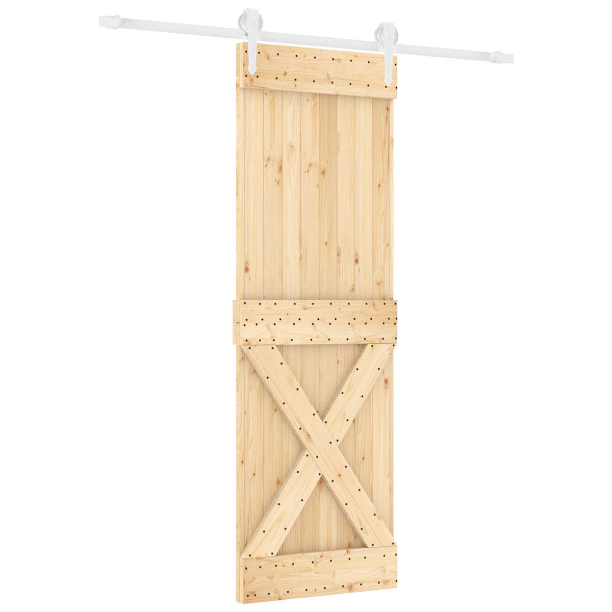 Sliding Door Natural and White 70 x 210 cm Solid Pine Wood