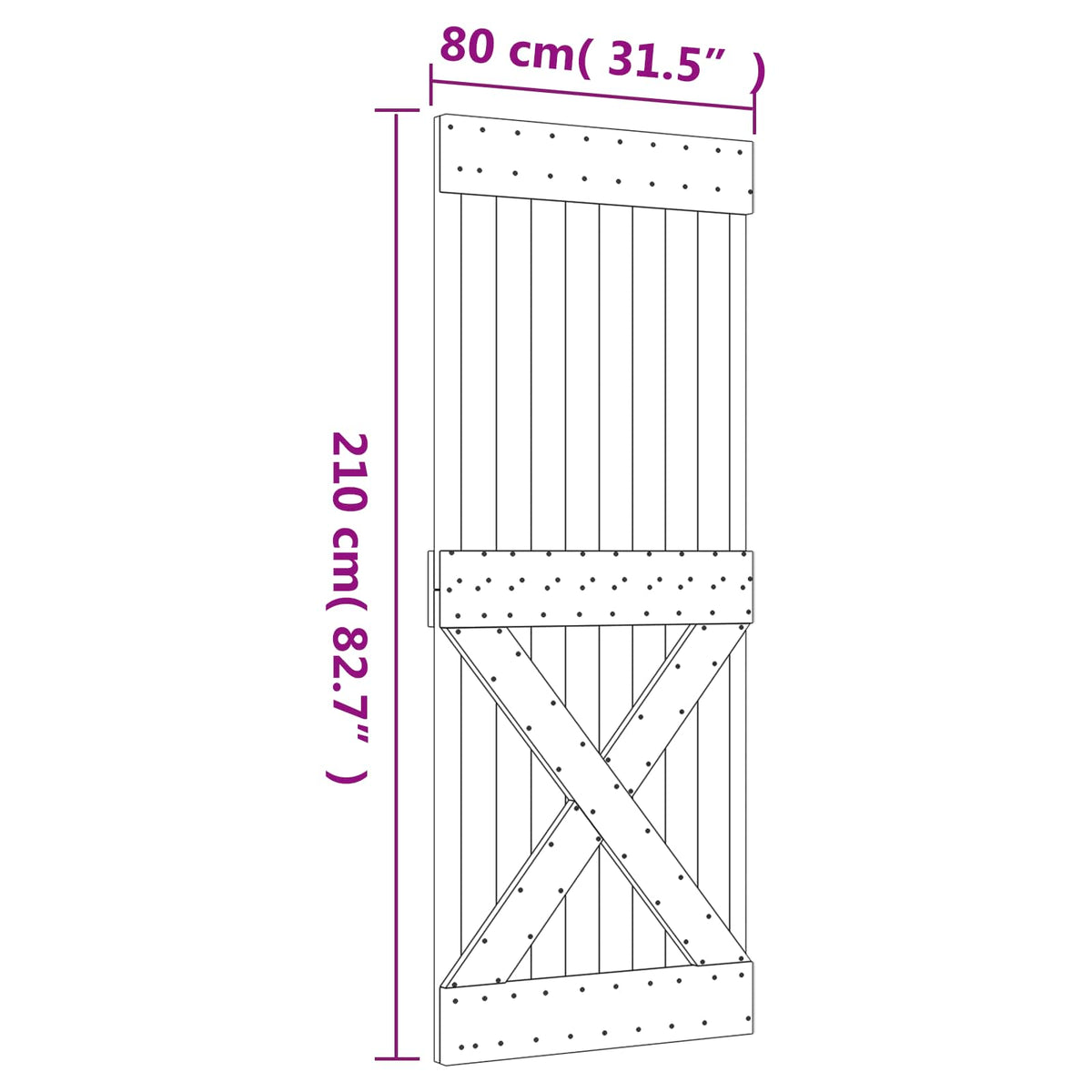 Sliding Door Natural and White 80 x 210 cm Solid Pine Wood