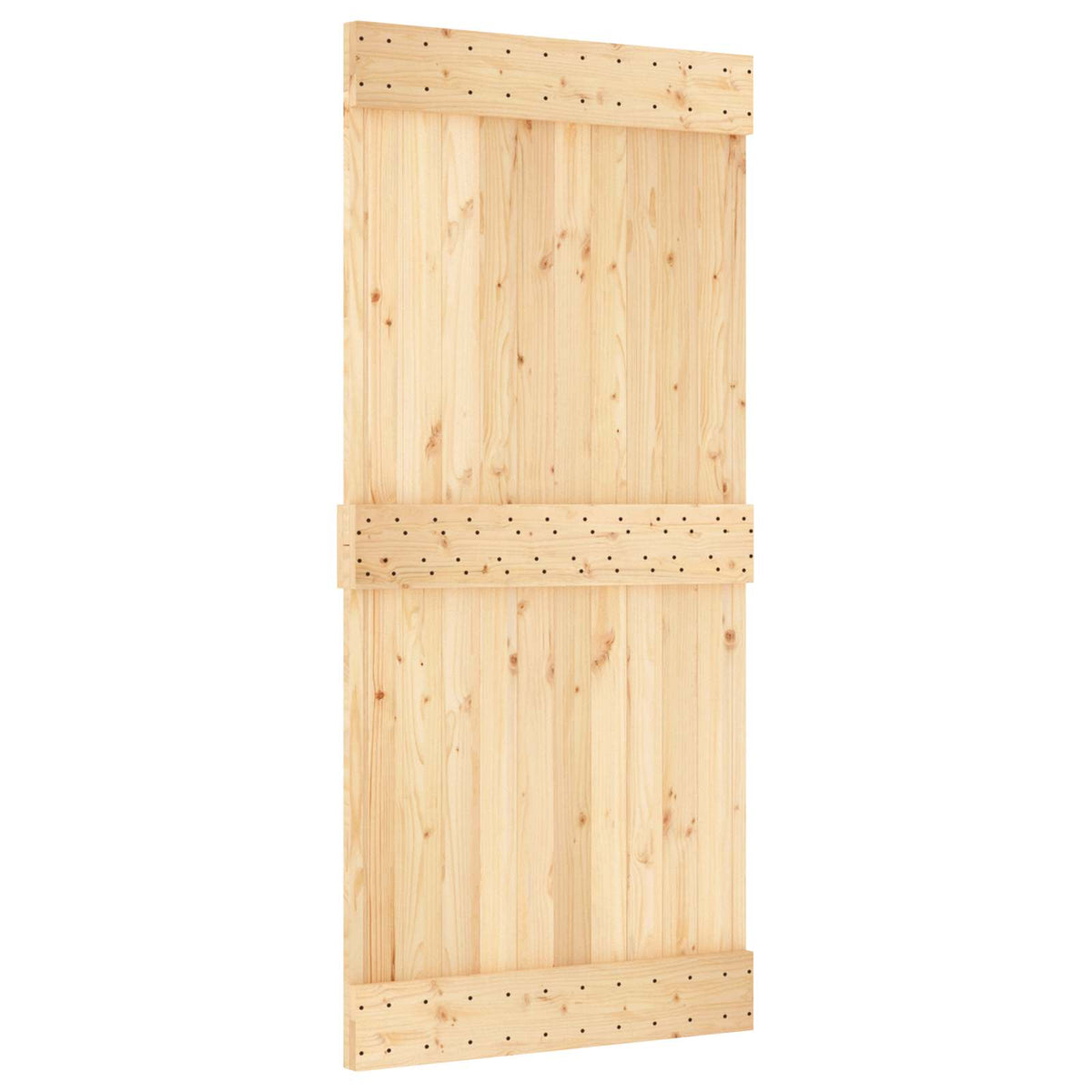 Sliding Door Natural and Black 95 x 210 cm Solid Pine Wood