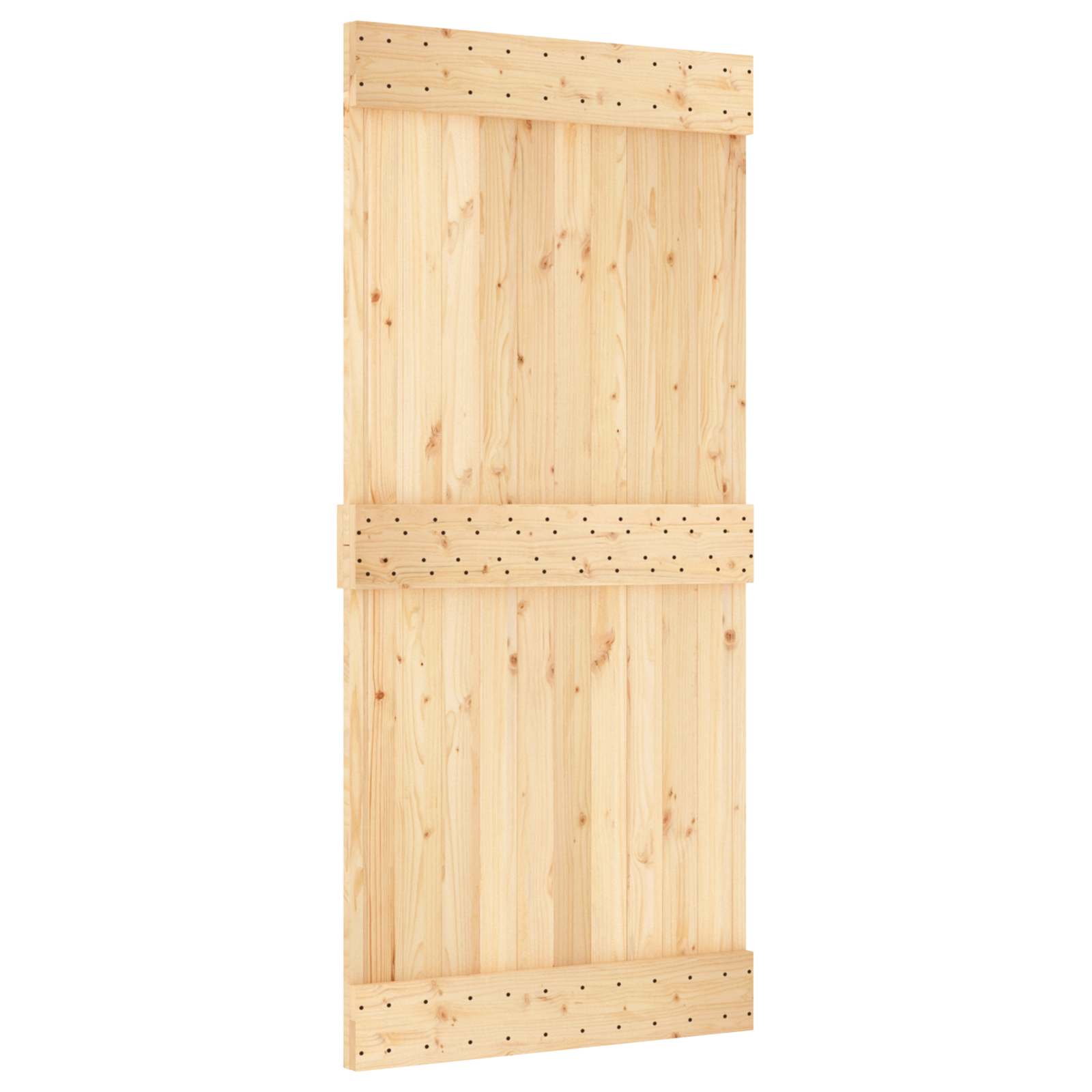Sliding Door Natural and Black 95 x 210 cm Solid Pine Wood