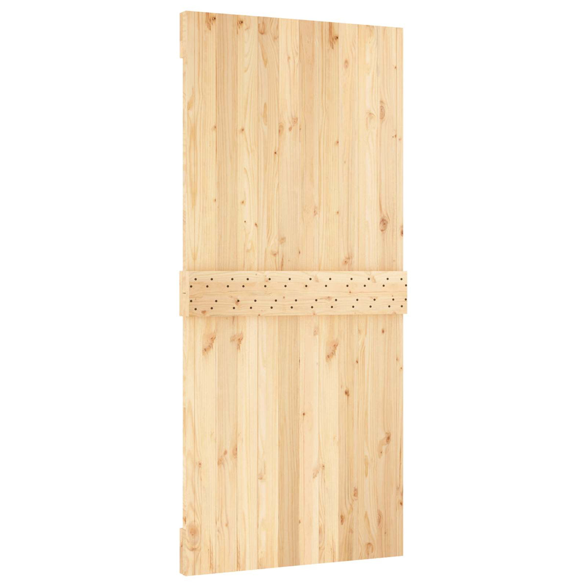Sliding Door Natural and Black 95 x 210 cm Solid Pine Wood
