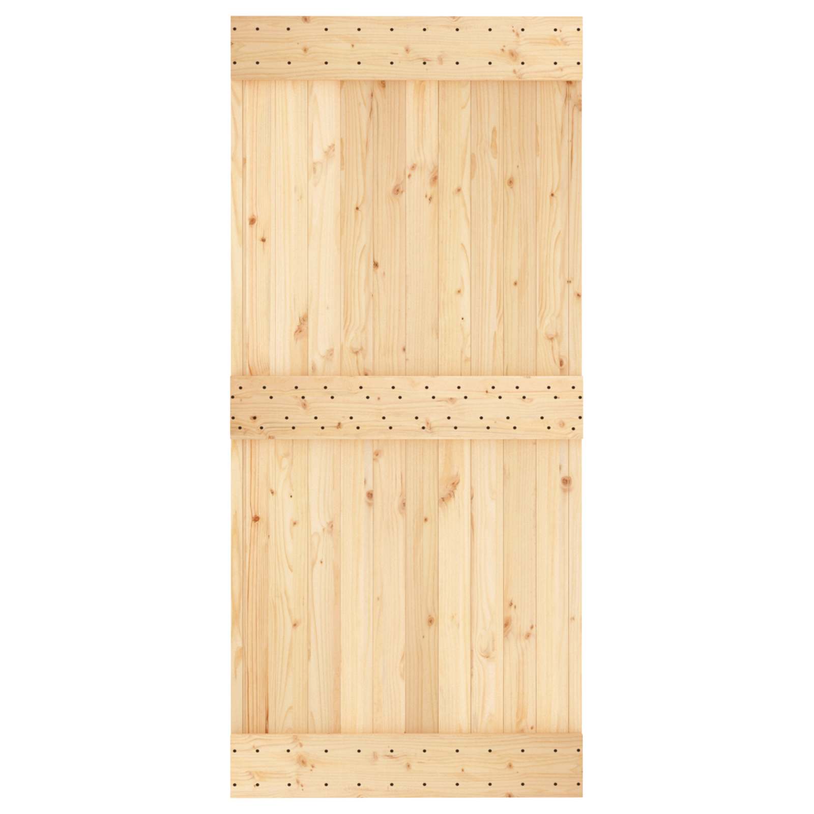 Sliding Door Natural and Black 95 x 210 cm Solid Pine Wood