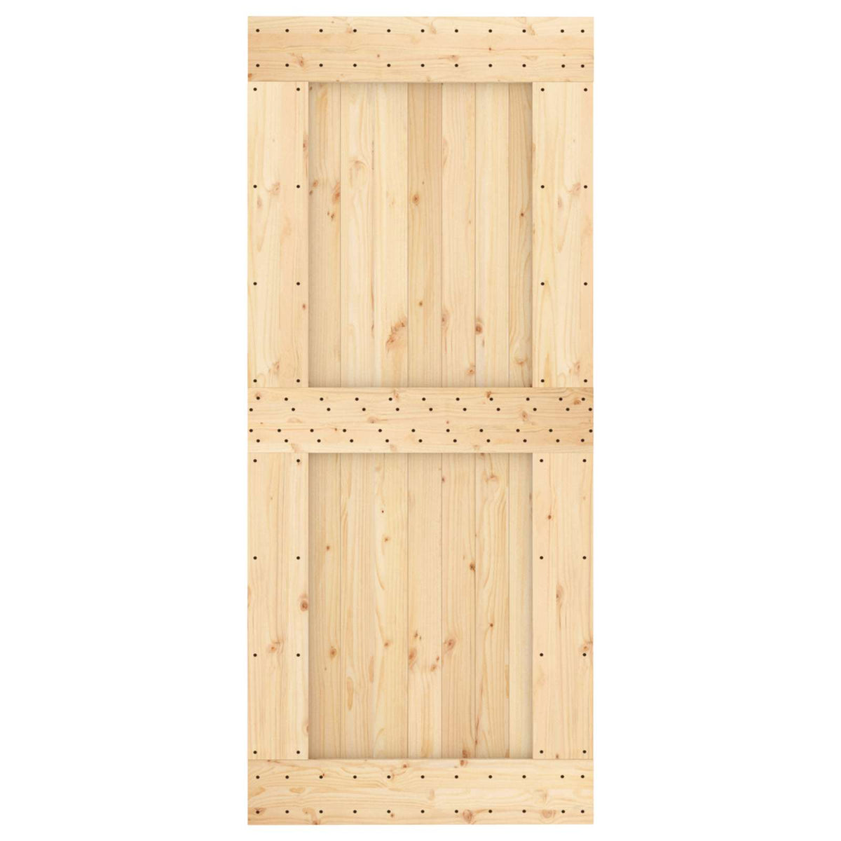 Sliding Door Natural and Black 90 x 210 cm Solid Pine Wood
