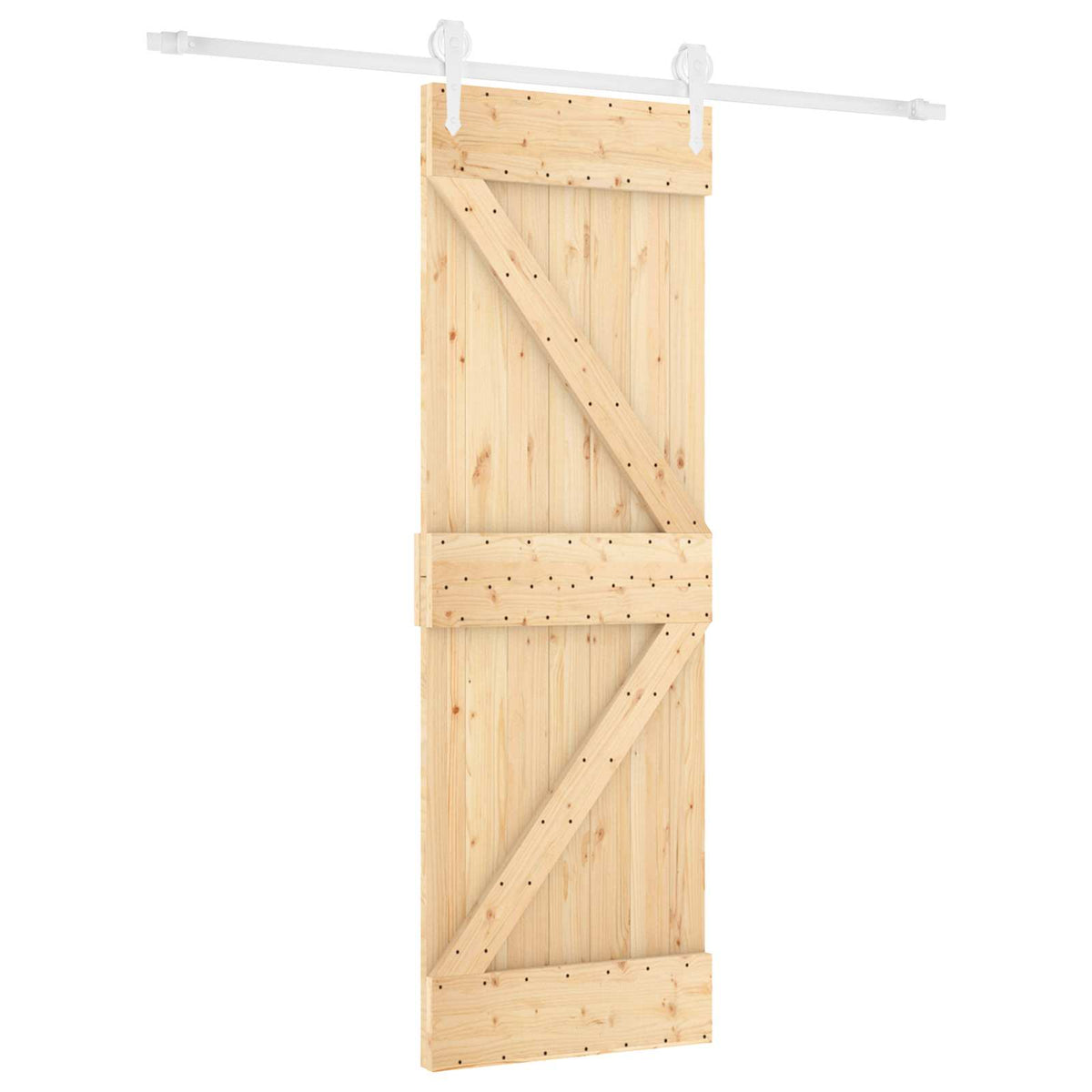 Sliding Door Natural and White 70 x 210 cm Solid Pine Wood