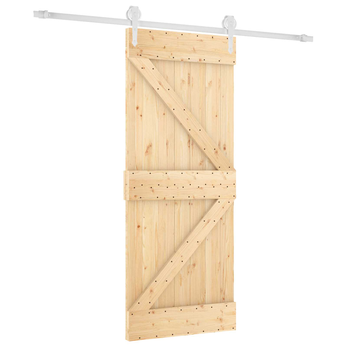 Sliding Door Natural and White 85 x 210 cm Solid Pine Wood