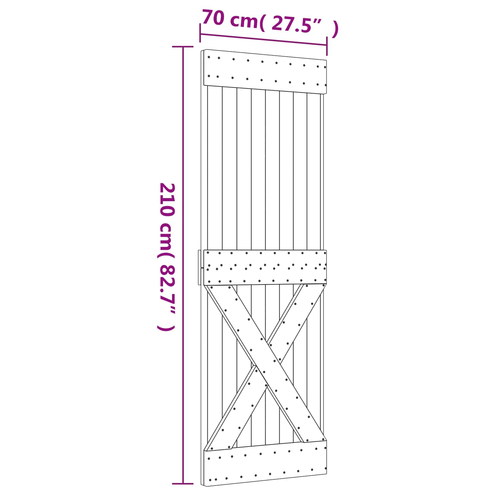 Sliding Door Natural and White 80 x 210 cm Solid Pine Wood