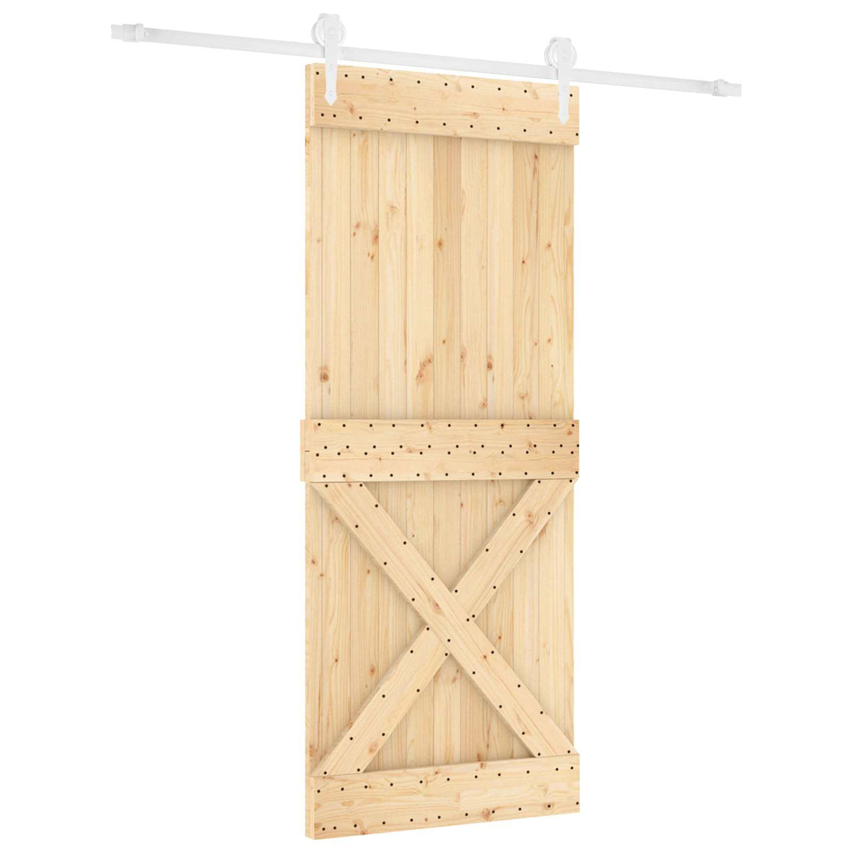 Sliding Door Natural and White 100 x 210 cm Solid Pine Wood