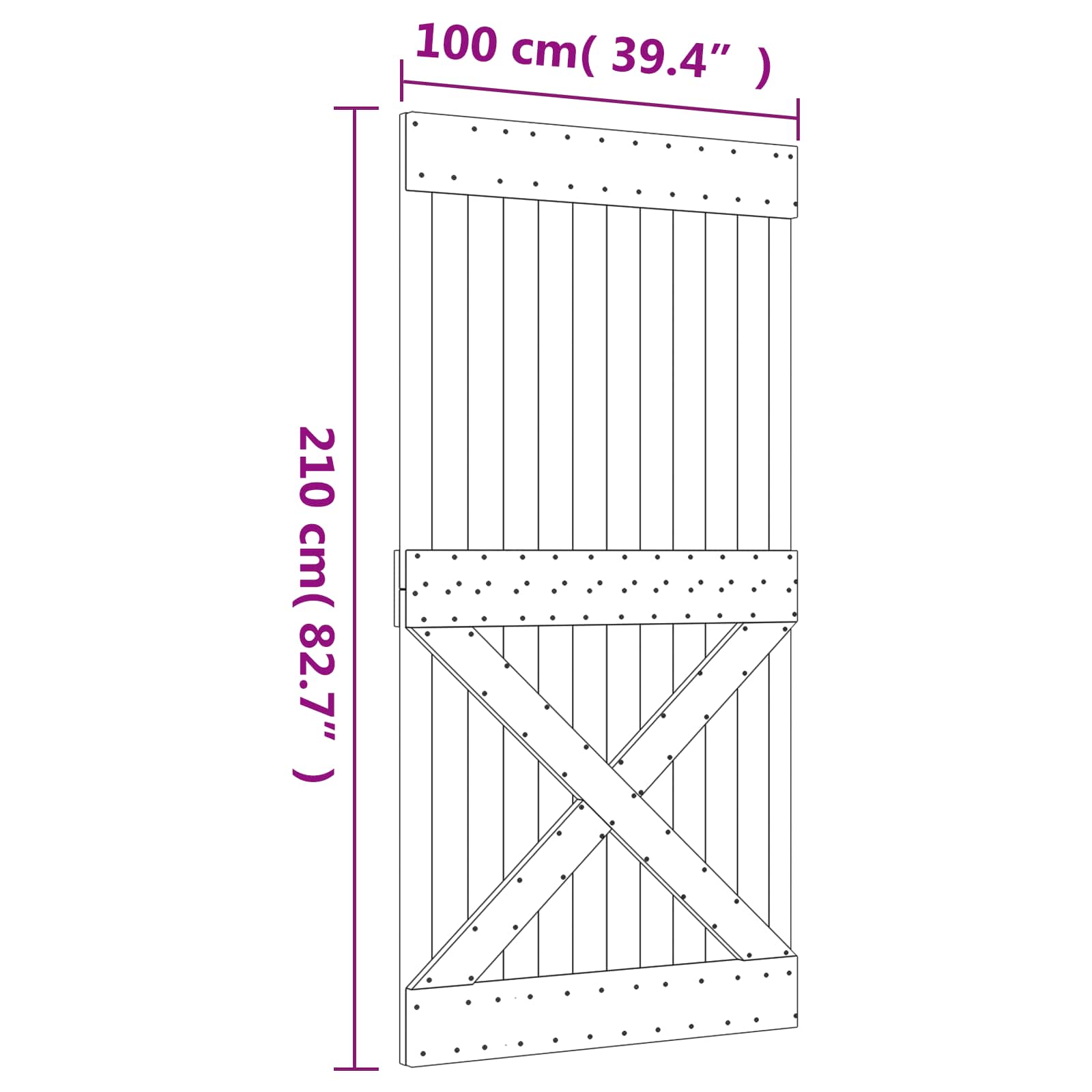 Sliding Door Natural and White 100 x 210 cm Solid Pine Wood