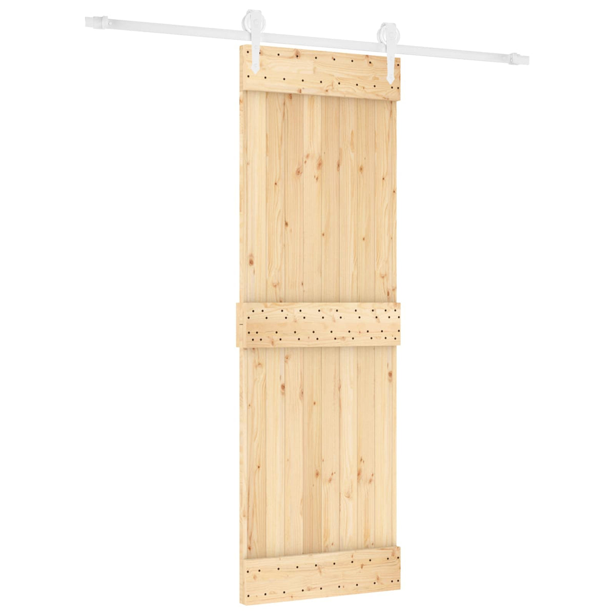 Sliding Door Natural and White 70 x 210 cm Solid Pine Wood